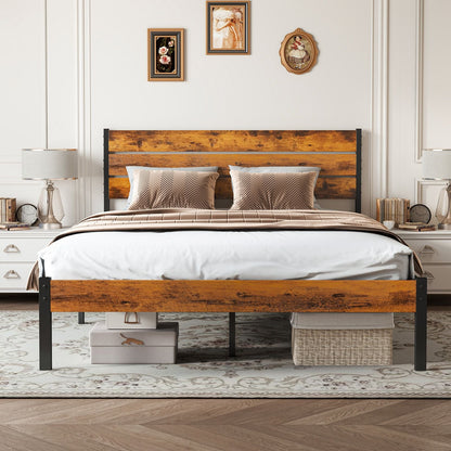 Metal Platform Bed Frame - Mattress Foundation with Headboard and and Footboard, No Box Spring Needed with 800LBS Sturdy Wooden Slats Support - Renee Lane Company