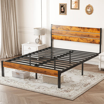 Metal Platform Bed Frame - Mattress Foundation with Headboard and and Footboard, No Box Spring Needed with 800LBS Sturdy Wooden Slats Support - Renee Lane Company