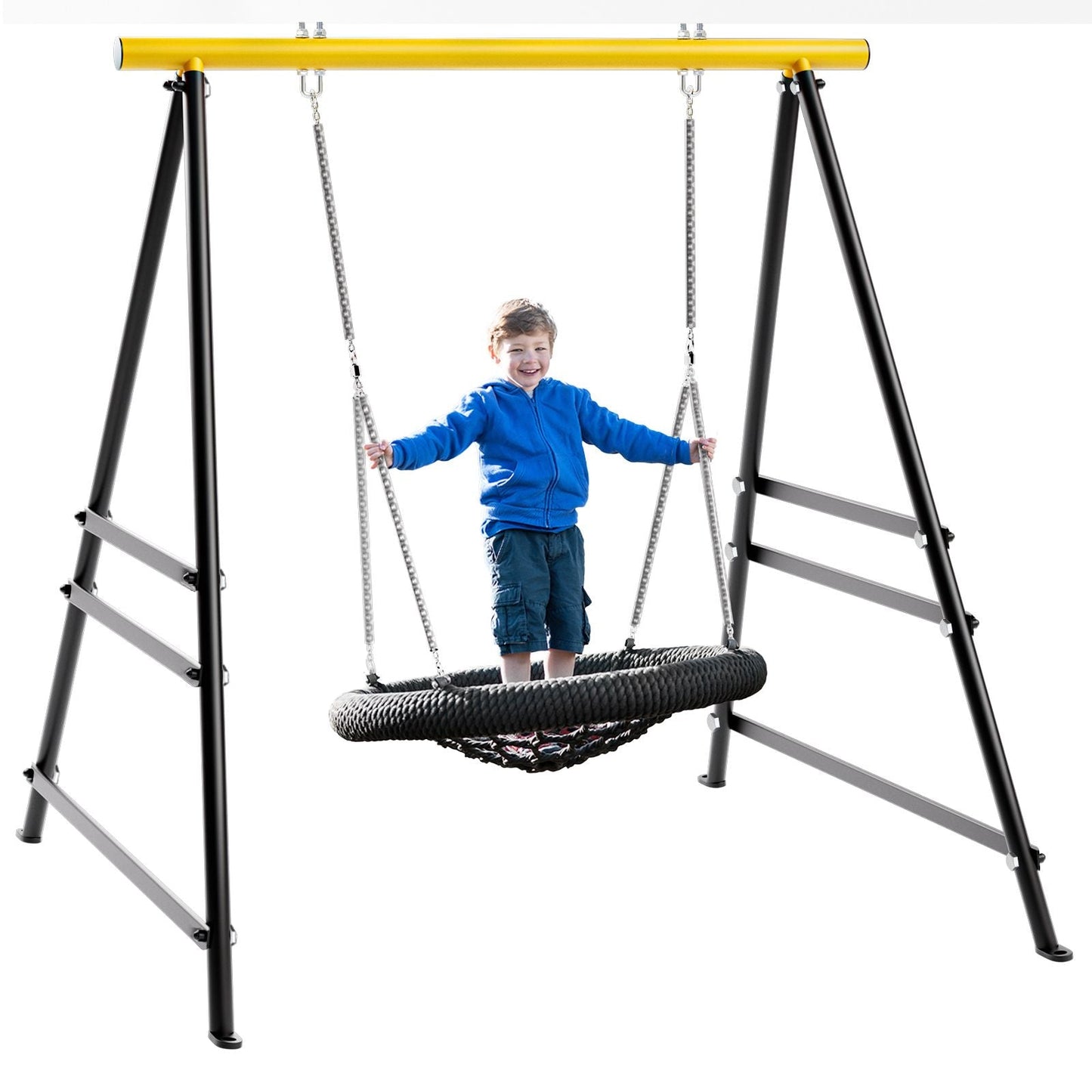 Metal Swing Stand Swing Sets for Backyard,Powder Coated Swing Frame of Swing Set with Extra Side Bars,880 Lbs Heavy-Duty A-Frame Outdoor Swing Fits Swing Chair,Porch Swing - Renee Lane Company