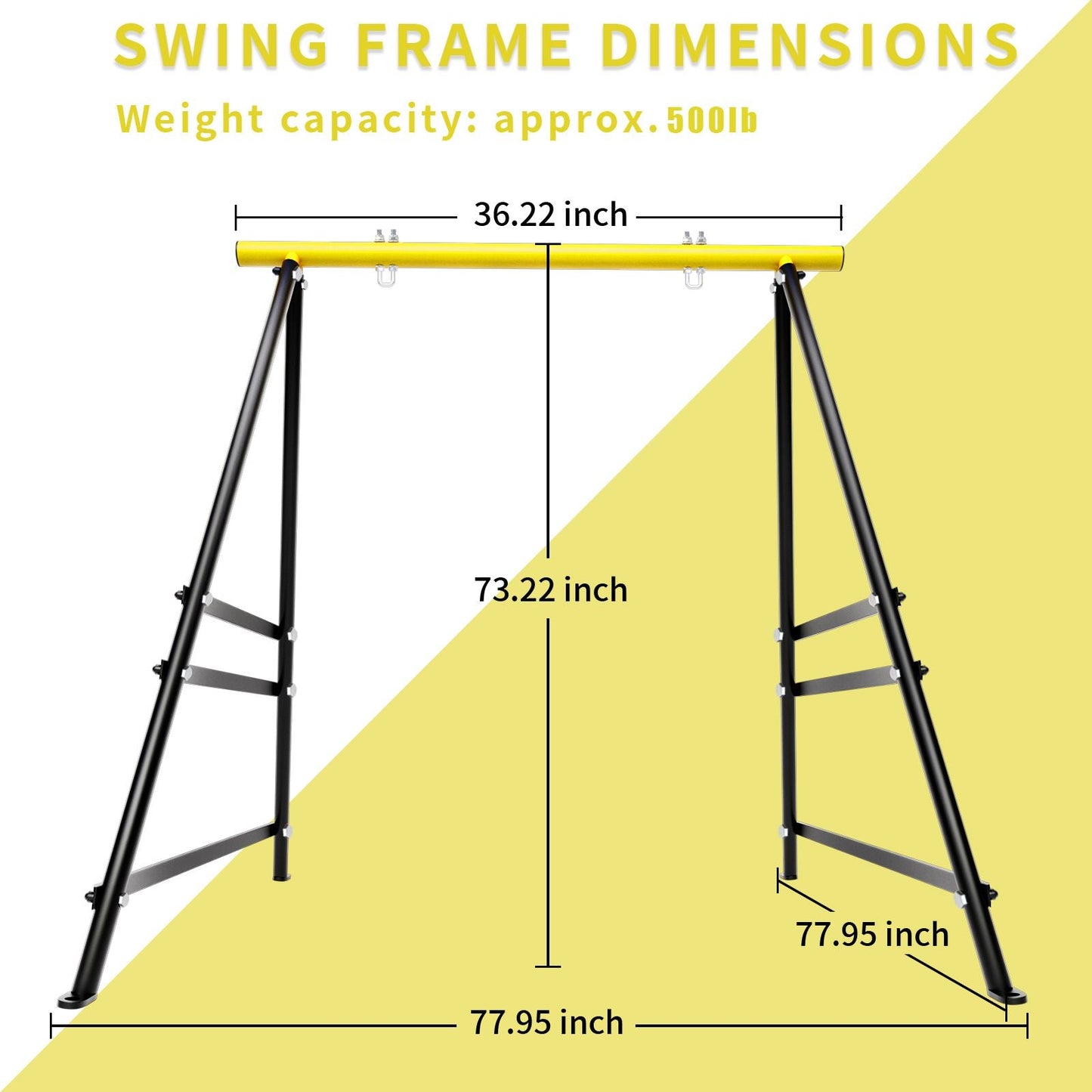 Metal Swing Stand Swing Sets for Backyard,Powder Coated Swing Frame of Swing Set with Extra Side Bars,880 Lbs Heavy-Duty A-Frame Outdoor Swing Fits Swing Chair,Porch Swing - Renee Lane Company