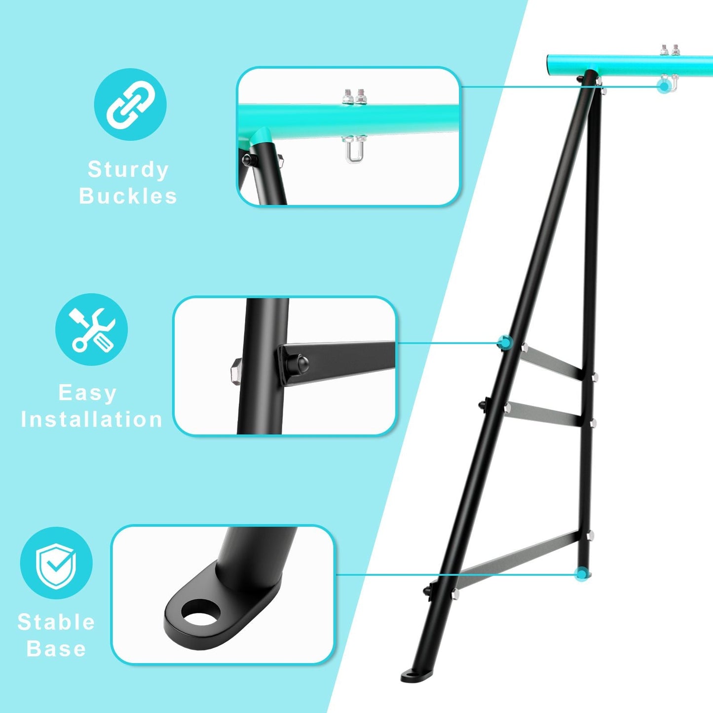 Metal Swing Stand Swing Sets for Backyard,Powder Coated Swing Frame of Swing Set with Extra Side Bars,880 Lbs Heavy-Duty A-Frame Outdoor Swing Fits Swing Chair,Porch Swing - Renee Lane Company