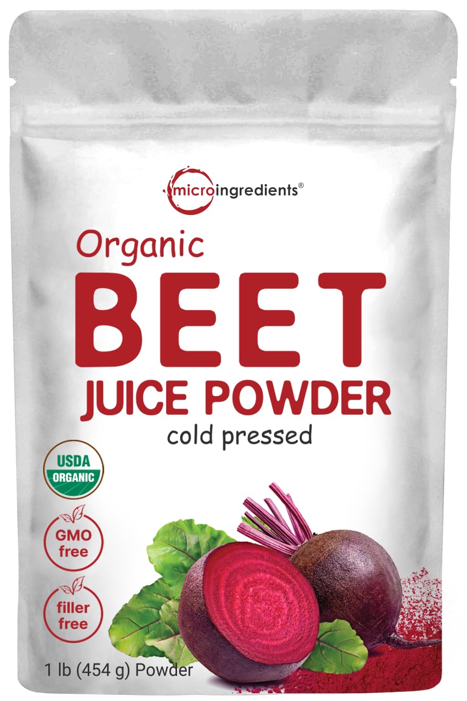 Micro Ingredients Organic Beet Root Powder 1 Pound Cold Pressed and Water Soluble Beet Juice Pre-Workout Concentrated Powder Energy & Immune System Support Non-GMO - Renee Lane Company