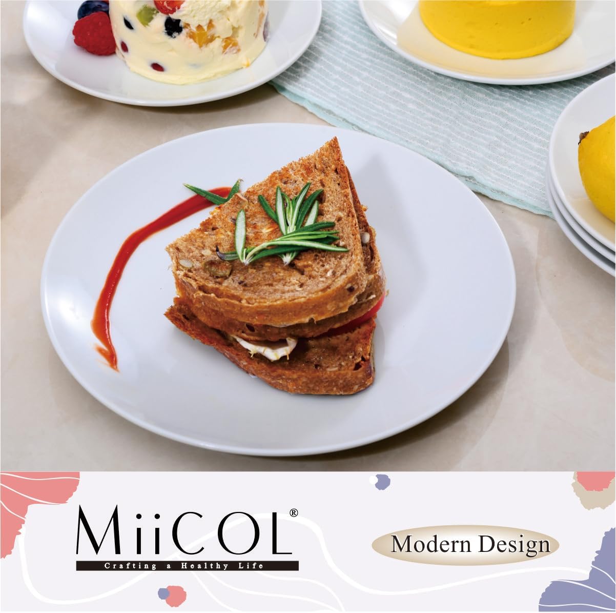 Miicol Ceramic Appetizer Plates Set of 6, White Dessert Plates 8 Inch, Small Dinner Plates, Modern Round Salad Plates, Porcelain Serving Dishes for Snack, Bread, Fruit, Microwave & Dishwasher Safe - Renee Lane Company