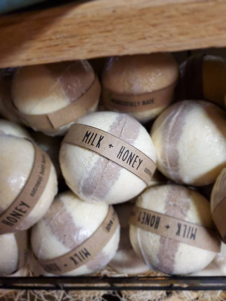 Milk and Honey Bath Bomb | Organic Natural | Oatmeal Moisturizing - Renee Lane Company
