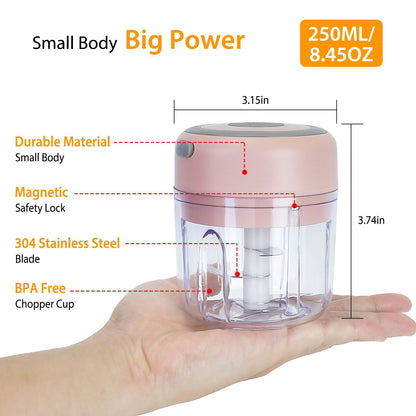 Mini Electric Garlic Chopper Ginger Chopper with 8.45OZ Capacity Cordless Garlic Mincer Food Chopper - Renee Lane Company