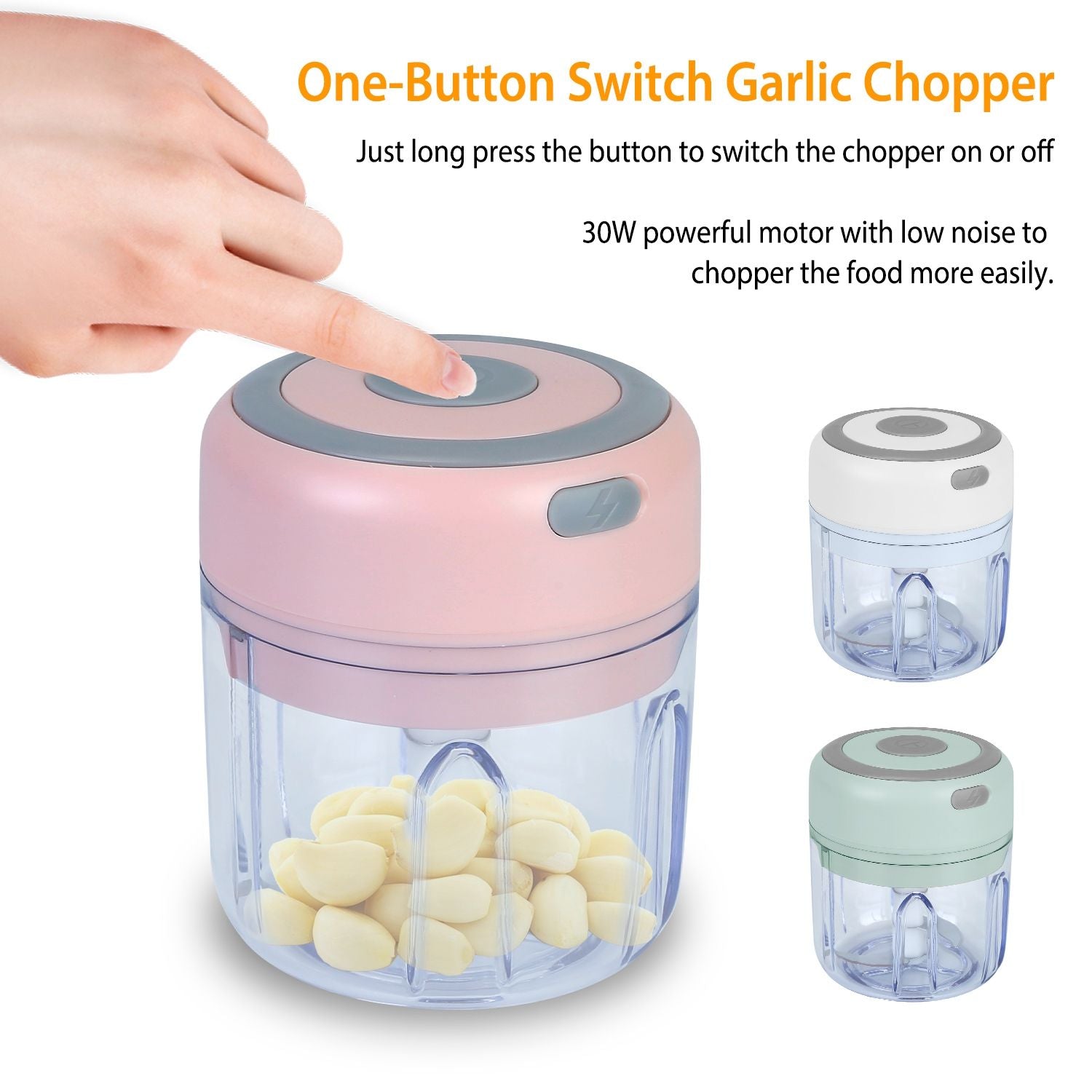 Mini Electric Garlic Chopper Ginger Chopper with 8.45OZ Capacity Cordless Garlic Mincer Food Chopper - Renee Lane Company
