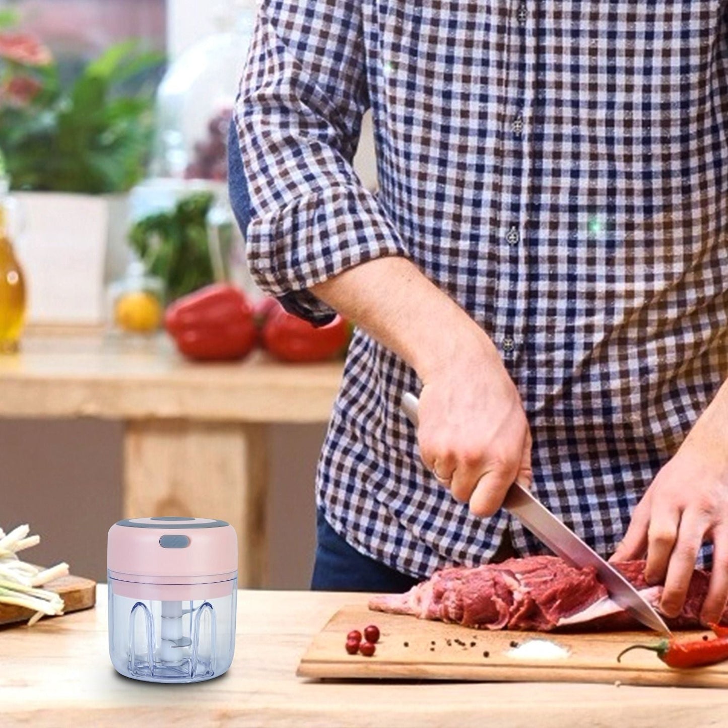 Mini Electric Garlic Chopper Ginger Chopper with 8.45OZ Capacity Cordless Garlic Mincer Food Chopper - Renee Lane Company