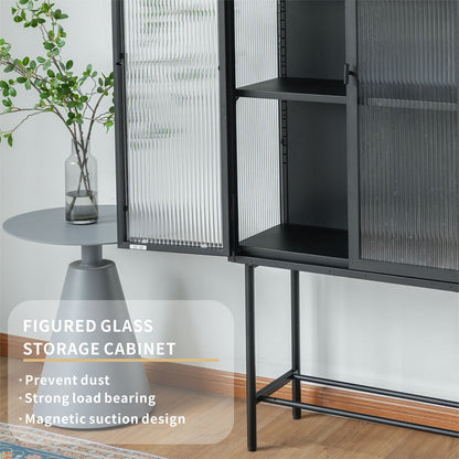 Modern Solid Color Matte Glass Storage Cabinet with Adjustable Shelves - Renee Lane Company