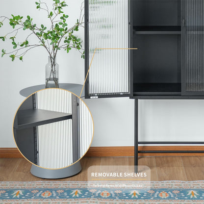 Modern Solid Color Matte Glass Storage Cabinet with Adjustable Shelves - Renee Lane Company