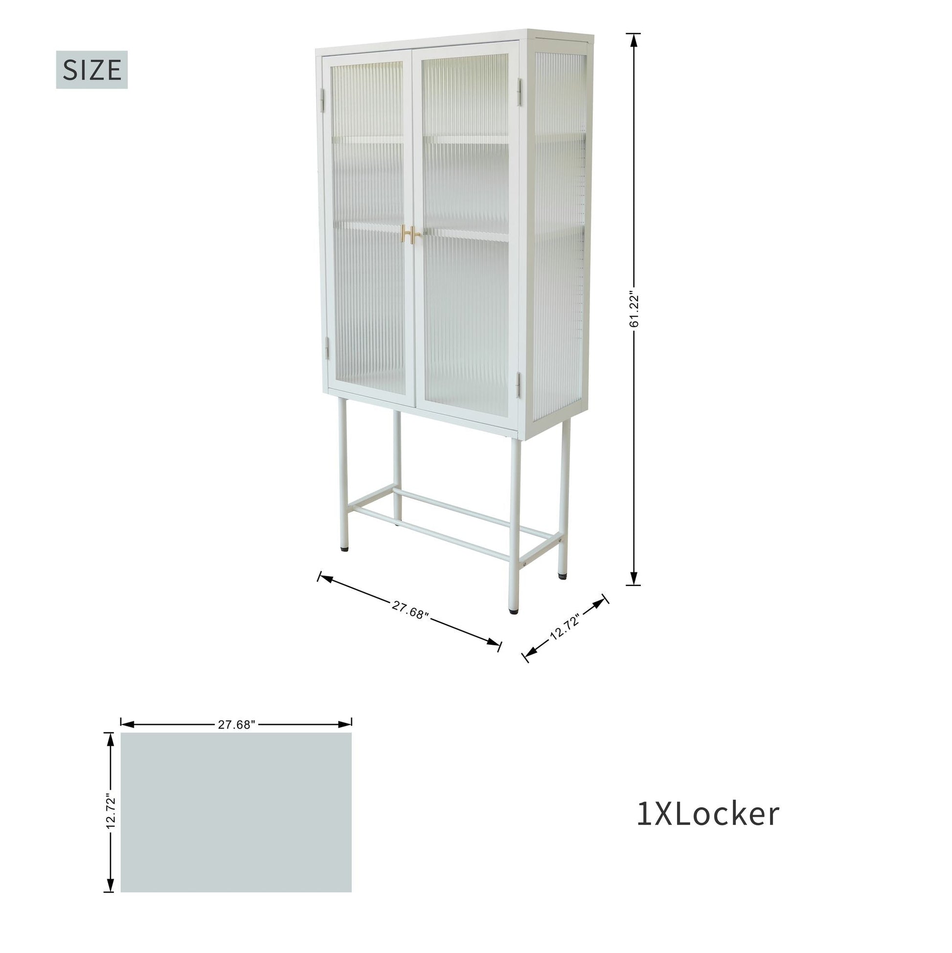 Modern Solid Color Matte Glass Storage Cabinet with Adjustable Shelves - Renee Lane Company
