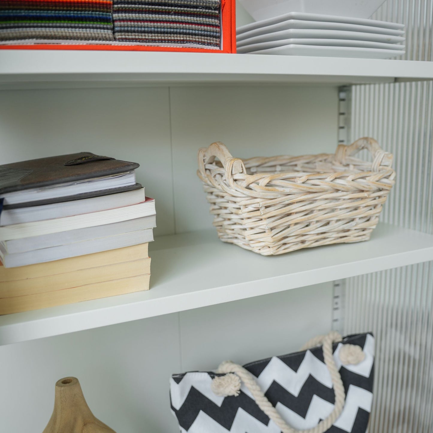 Modern Solid Color Matte Glass Storage Cabinet with Adjustable Shelves - Renee Lane Company