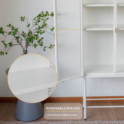 Modern Solid Color Matte Glass Storage Cabinet with Adjustable Shelves - Renee Lane Company