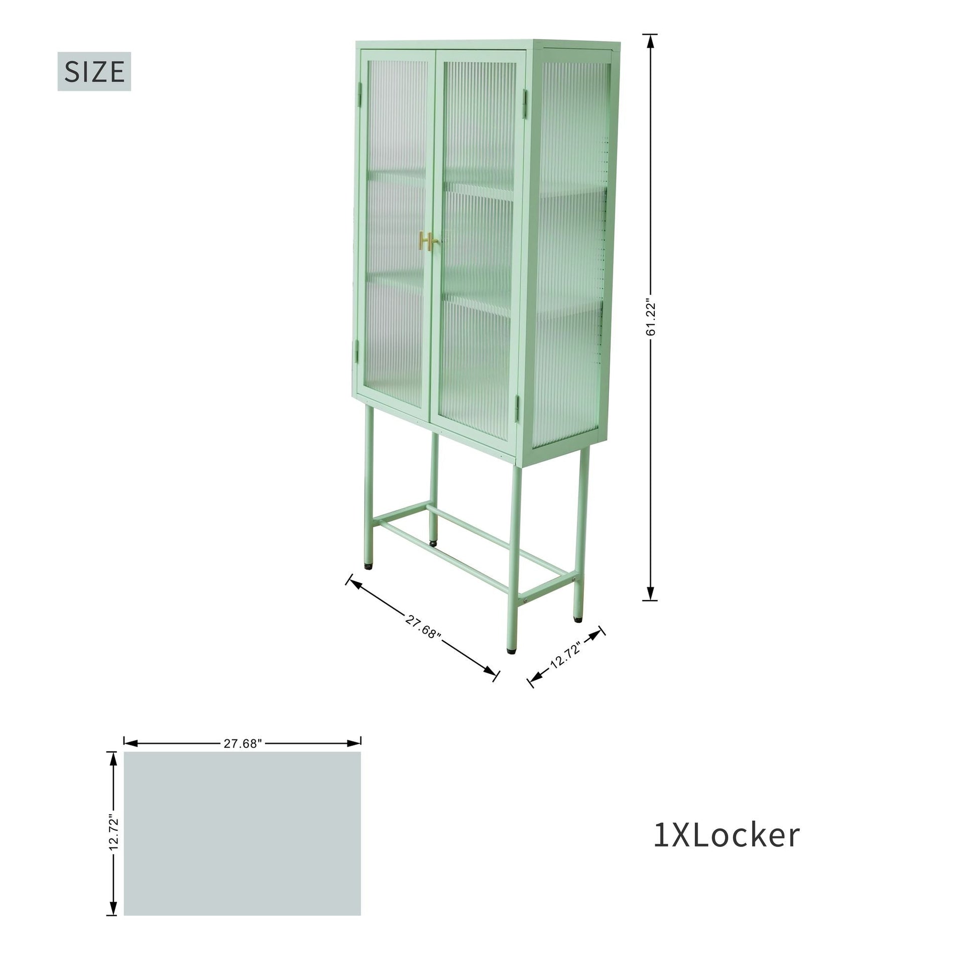 Modern Solid Color Matte Glass Storage Cabinet with Adjustable Shelves - Renee Lane Company
