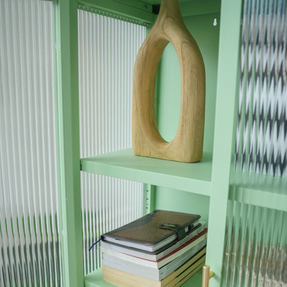 Modern Solid Color Matte Glass Storage Cabinet with Adjustable Shelves - Renee Lane Company