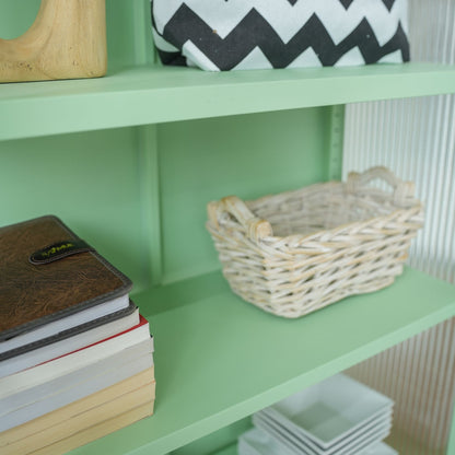 Modern Solid Color Matte Glass Storage Cabinet with Adjustable Shelves - Renee Lane Company