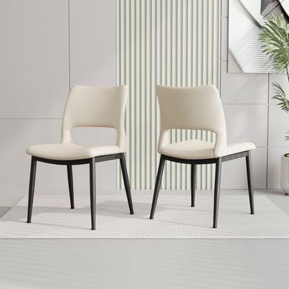Modern minimalist black PU leather Dining Chairs Set of 2, comfortable backrest design, metal leg support, suitable for restaurants, kitchens, and offices. - Renee Lane Company