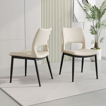 Modern minimalist black PU leather Dining Chairs Set of 2, comfortable backrest design, metal leg support, suitable for restaurants, kitchens, and offices. - Renee Lane Company