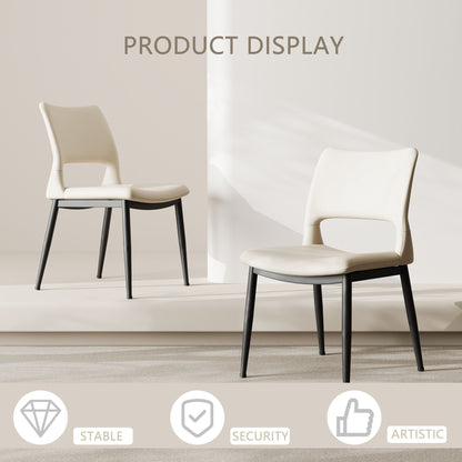 Modern minimalist black PU leather Dining Chairs Set of 2, comfortable backrest design, metal leg support, suitable for restaurants, kitchens, and offices. - Renee Lane Company