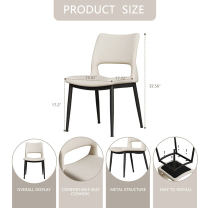 Modern minimalist black PU leather Dining Chairs Set of 2, comfortable backrest design, metal leg support, suitable for restaurants, kitchens, and offices. - Renee Lane Company