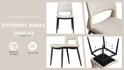 Modern minimalist black PU leather Dining Chairs Set of 2, comfortable backrest design, metal leg support, suitable for restaurants, kitchens, and offices. - Renee Lane Company