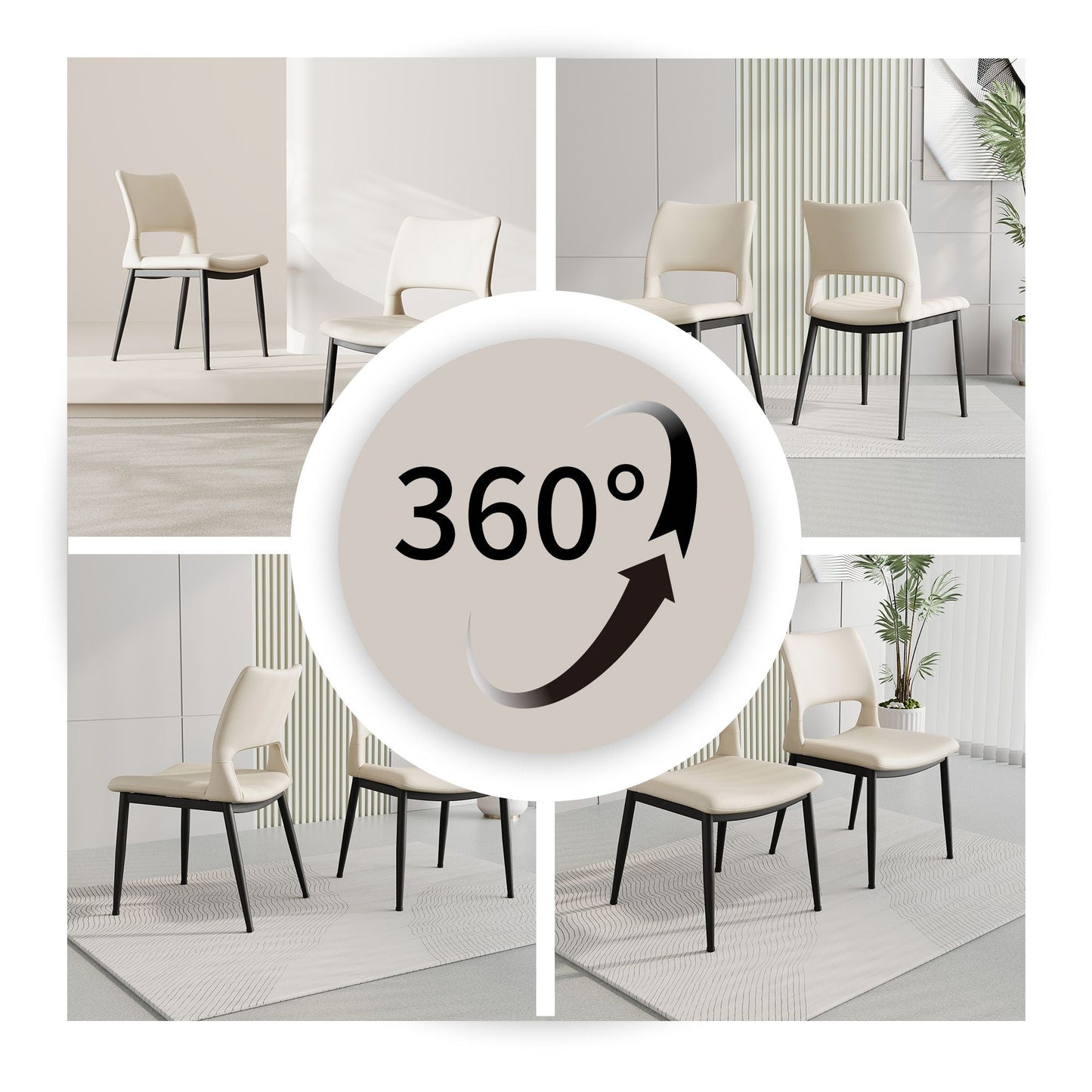 Modern minimalist black PU leather Dining Chairs Set of 2, comfortable backrest design, metal leg support, suitable for restaurants, kitchens, and offices. - Renee Lane Company