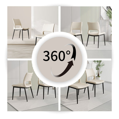 Modern minimalist black PU leather Dining Chairs Set of 2, comfortable backrest design, metal leg support, suitable for restaurants, kitchens, and offices. - Renee Lane Company