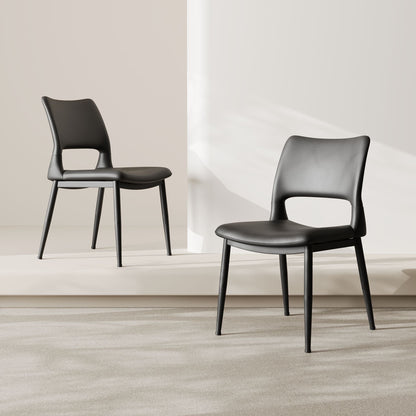 Modern minimalist black PU leather Dining Chairs Set of 2, comfortable backrest design, metal leg support, suitable for restaurants, kitchens, and offices. - Renee Lane Company