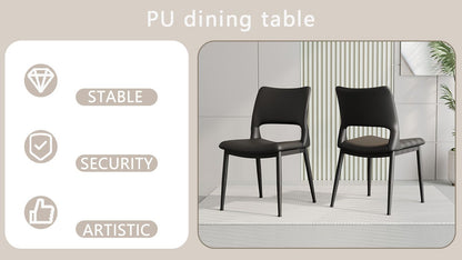 Modern minimalist black PU leather Dining Chairs Set of 2, comfortable backrest design, metal leg support, suitable for restaurants, kitchens, and offices. - Renee Lane Company