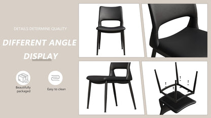 Modern minimalist black PU leather Dining Chairs Set of 2, comfortable backrest design, metal leg support, suitable for restaurants, kitchens, and offices. - Renee Lane Company