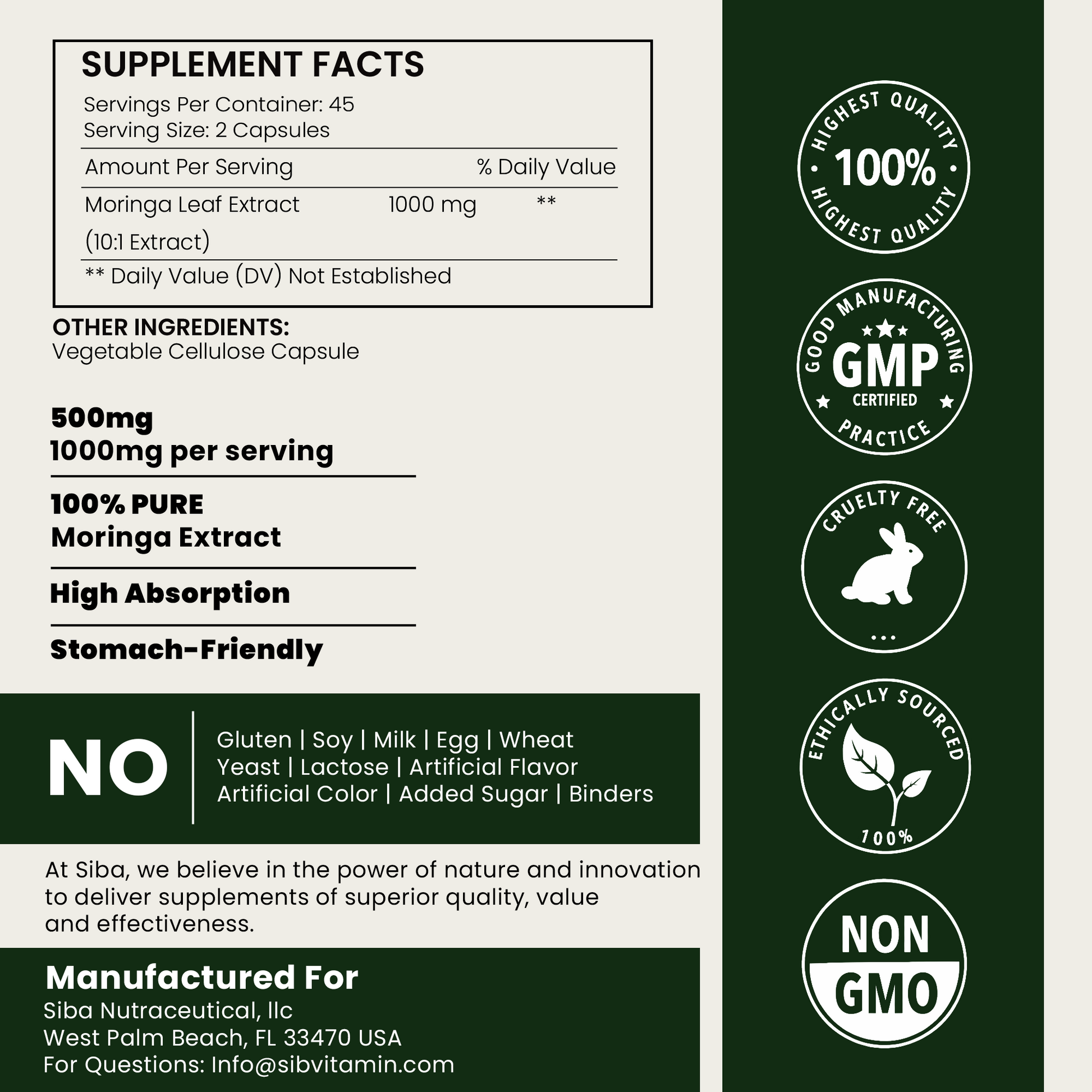 Moringa Leaf Capsules - Renee Lane Company