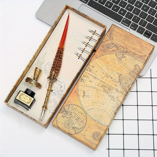 Mother's Day Gift Feather Pen Gift Box Set Dipped In Water Sign Pen European Style Retro Creative Exquisite Gift Box Best Gift For Mom Birthday Gift - Renee Lane Company