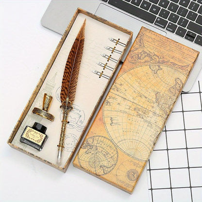 Mother's Day Gift Feather Pen Gift Box Set Dipped In Water Sign Pen European Style Retro Creative Exquisite Gift Box Best Gift For Mom Birthday Gift - Renee Lane Company