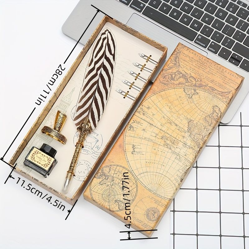 Mother's Day Gift Feather Pen Gift Box Set Dipped In Water Sign Pen European Style Retro Creative Exquisite Gift Box Best Gift For Mom Birthday Gift - Renee Lane Company