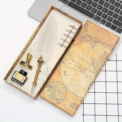 Mother's Day Gift Feather Pen Gift Box Set Dipped In Water Sign Pen European Style Retro Creative Exquisite Gift Box Best Gift For Mom Birthday Gift - Renee Lane Company
