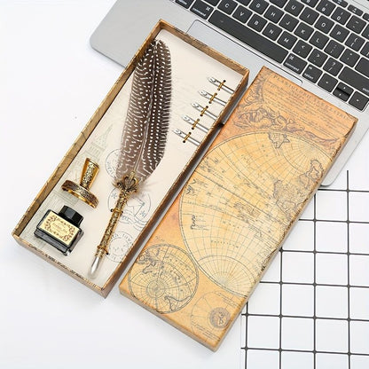 Mother's Day Gift Feather Pen Gift Box Set Dipped In Water Sign Pen European Style Retro Creative Exquisite Gift Box Best Gift For Mom Birthday Gift - Renee Lane Company