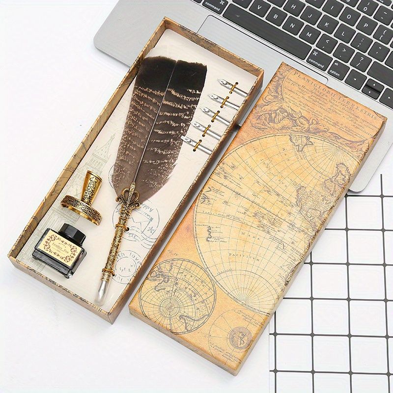 Mother's Day Gift Feather Pen Gift Box Set Dipped In Water Sign Pen European Style Retro Creative Exquisite Gift Box Best Gift For Mom Birthday Gift - Renee Lane Company