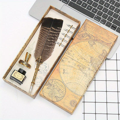 Mother's Day Gift Feather Pen Gift Box Set Dipped In Water Sign Pen European Style Retro Creative Exquisite Gift Box Best Gift For Mom Birthday Gift - Renee Lane Company
