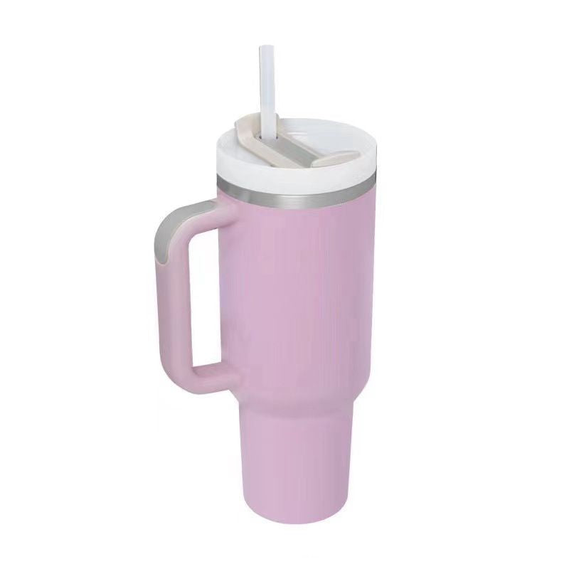 Mug Tumbler with Handle Insulated Tumbler with Lids Straw Stainless Steel Coffee Cups with Adjustable Strap Water Bottle Pouch - Renee Lane Company