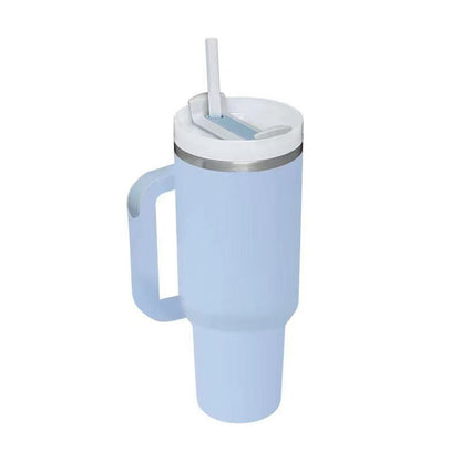 Mug Tumbler with Handle Insulated Tumbler with Lids Straw Stainless Steel Coffee Cups with Adjustable Strap Water Bottle Pouch - Renee Lane Company