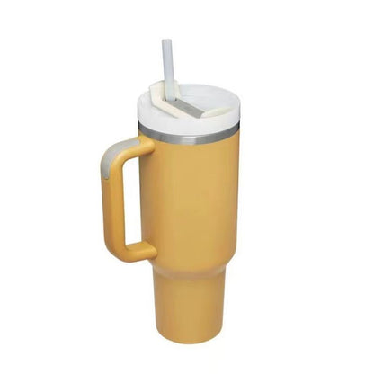Mug Tumbler with Handle Insulated Tumbler with Lids Straw Stainless Steel Coffee Cups with Adjustable Strap Water Bottle Pouch - Renee Lane Company