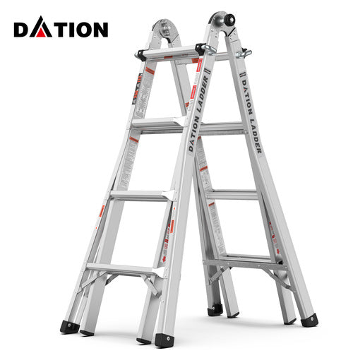 Multi position foldable engineering multifunctional aluminum alloy ladder A-type ladder straight ladder 17ft for home - Renee Lane Company