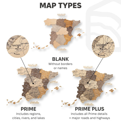 Wooden Map of Spain – Multicolor