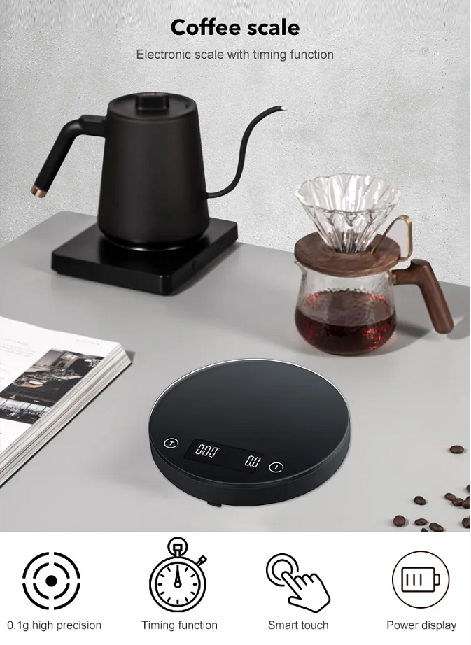 Multifunctional coffee electronic scale. LED 53x22.5mm Electronic balance scale Kitchen baking scale quantity coffee timing scale - Renee Lane Company