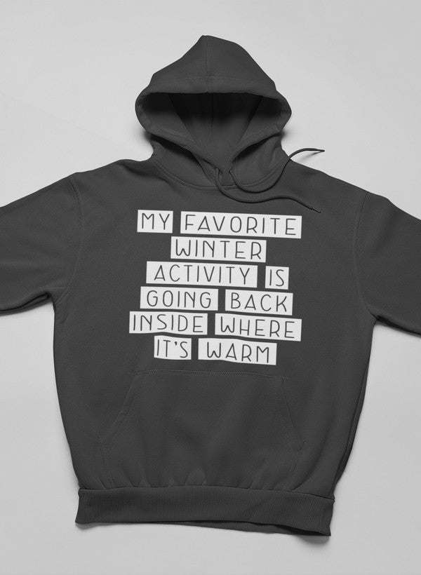 Charcoal pullover hoodie with front graphic slogan and kangaroo pocket