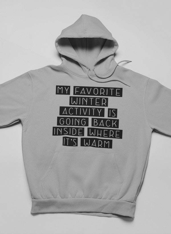 Heather gray hoodie with front text graphic and kangaroo pocket, pullover hood with drawstrings