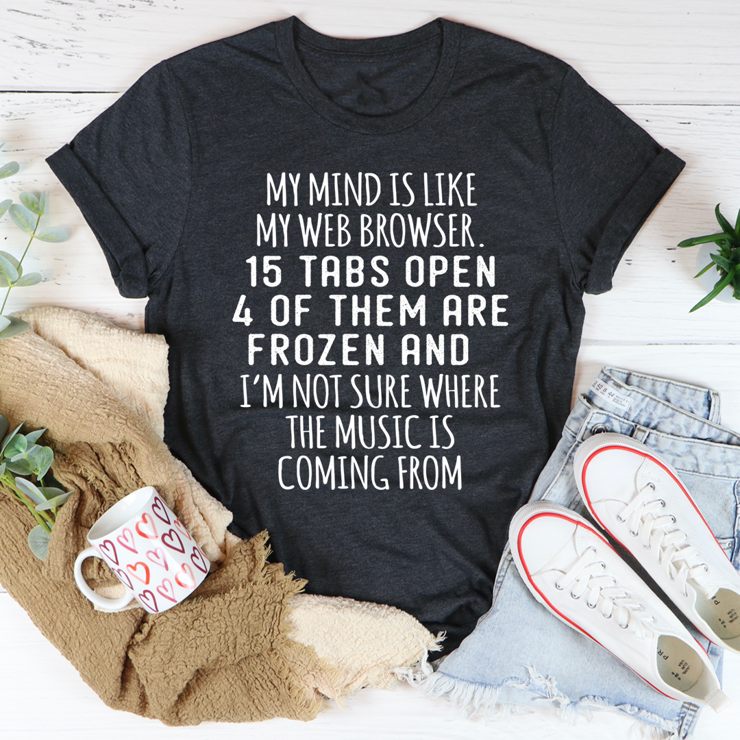Graphic slogan T-shirt in dark heather grey, crew neck, short sleeves