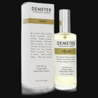 Myrrh unisex cologne spray by Demeter, glass bottle with metal cap and box