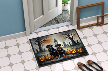 NEW Rottweiler Spooky Halloween Doormat Front Door Mat Indoor Outdoor Rugs for Entryway, Non Slip Washable Low Pile, 18H X 27W - Renee Lane Company
