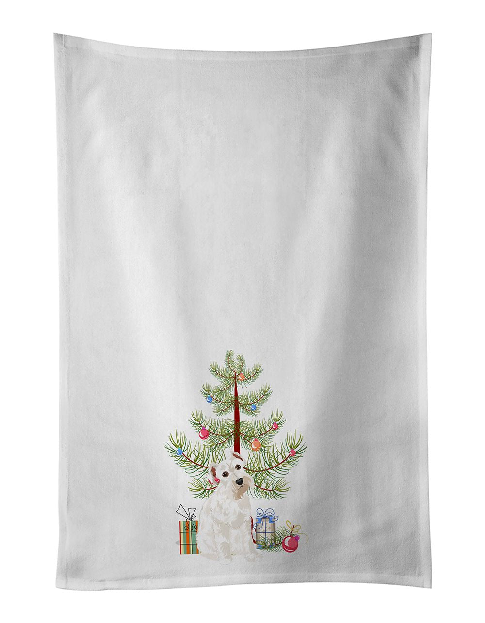 NEW Schnauzer White #1 Christmas Kitchen Towel Set of 2 White Dish Towels Decorative Bathroom Hand towel for Hand, Face, Hair, Yoga, Tea, Dishcloth, 19 X 28", White - Renee Lane Company