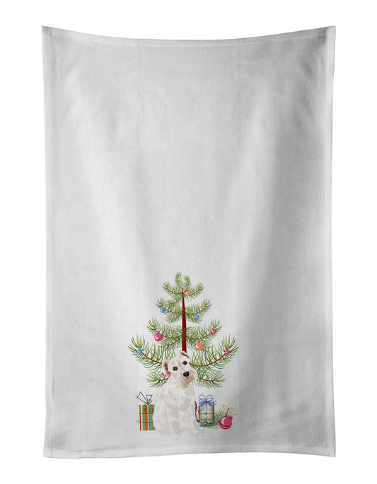 NEW Schnauzer White #1 Christmas Kitchen Towel Set of 2 White Dish Towels Decorative Bathroom Hand towel for Hand, Face, Hair, Yoga, Tea, Dishcloth, 19 X 28", White - Renee Lane Company